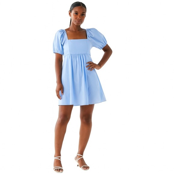 New Draper James‎ Ladies Square Neck Tie-Back Puff Sleeve Summer Dress Size XS - Picture 1 of 12